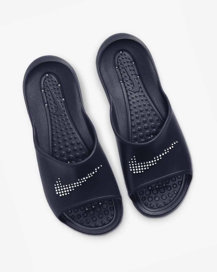 Navy / White Men's Nike Victori One Slides | UK4855