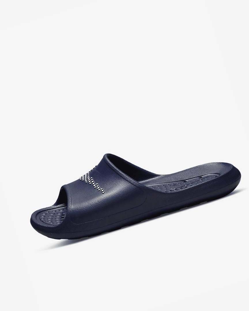 Navy / White Men\'s Nike Victori One Slides | UK4855