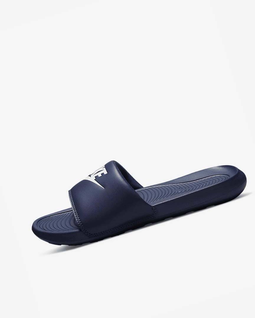 Navy / White Men\'s Nike Victori One Slides | UK5048