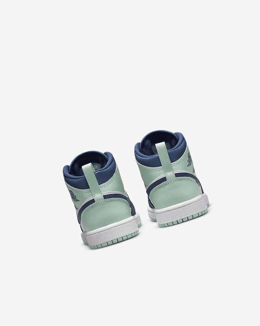 Navy / White / Mint Boys' Nike Jordan 1 Mid Shoes | UK5477