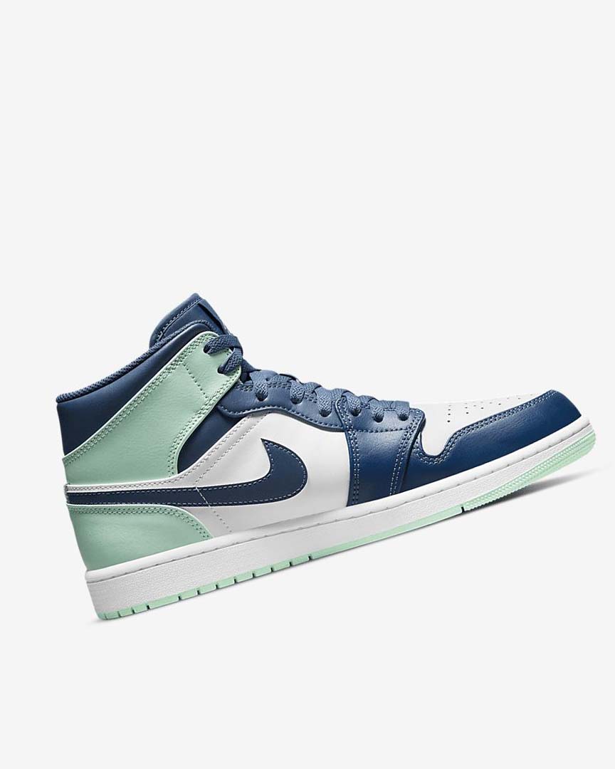 Navy / White / Mint Men's Nike Air Jordan 1 Mid Sneakers | UK4965