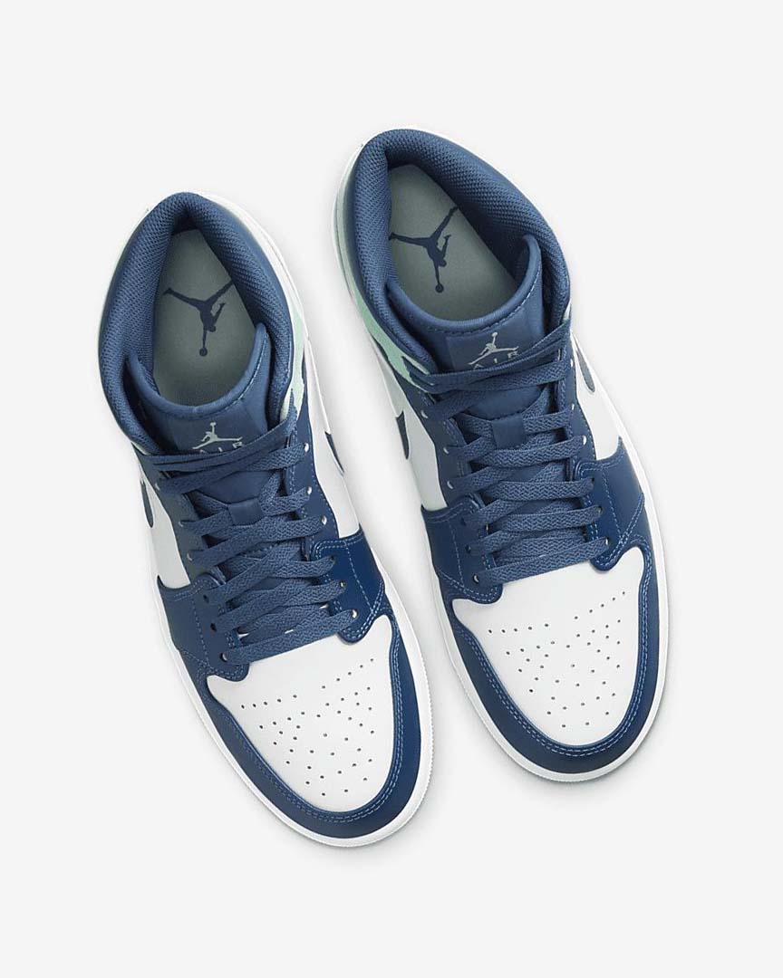 Navy / White / Mint Men's Nike Air Jordan 1 Mid Sneakers | UK4965