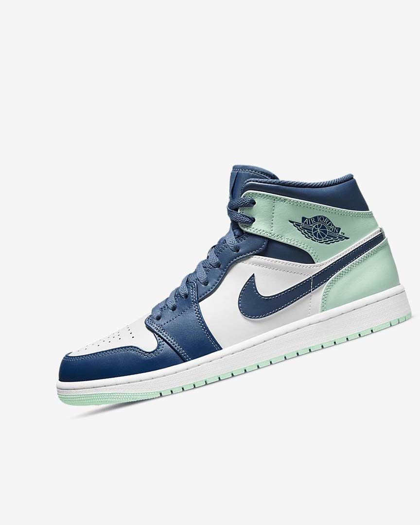 Navy / White / Mint Men\'s Nike Air Jordan 1 Mid Sneakers | UK4965