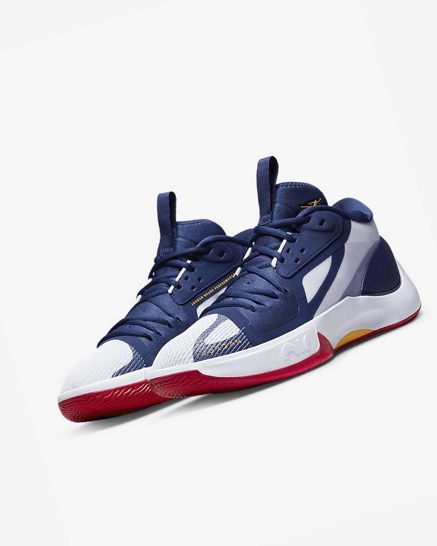 Navy / White / Red / Gold Men's Nike Jordan Zoom Separate Basketball Shoes | UK3008