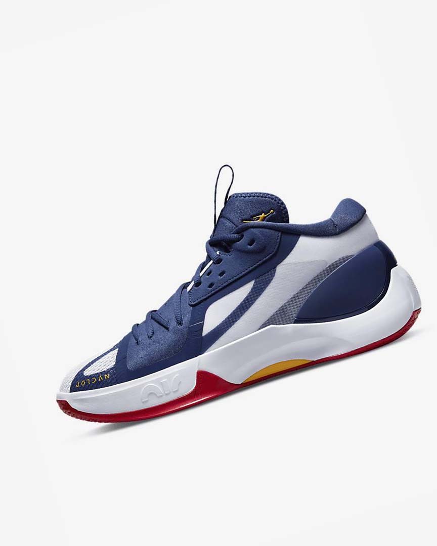 Navy / White / Red / Gold Men\'s Nike Jordan Zoom Separate Basketball Shoes | UK3008