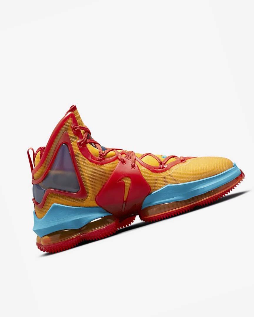 Orange / Gold / Red / Light Blue Men's Nike LeBron 19 Basketball Shoes | UK5139