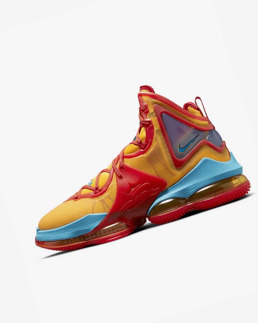 Orange / Gold / Red / Light Blue Men\'s Nike LeBron 19 Basketball Shoes | UK5139