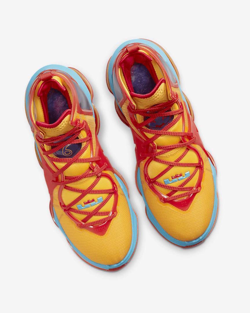 Orange / Gold / Red / Light Blue Women's Nike LeBron 19 Basketball Shoes | UK4946