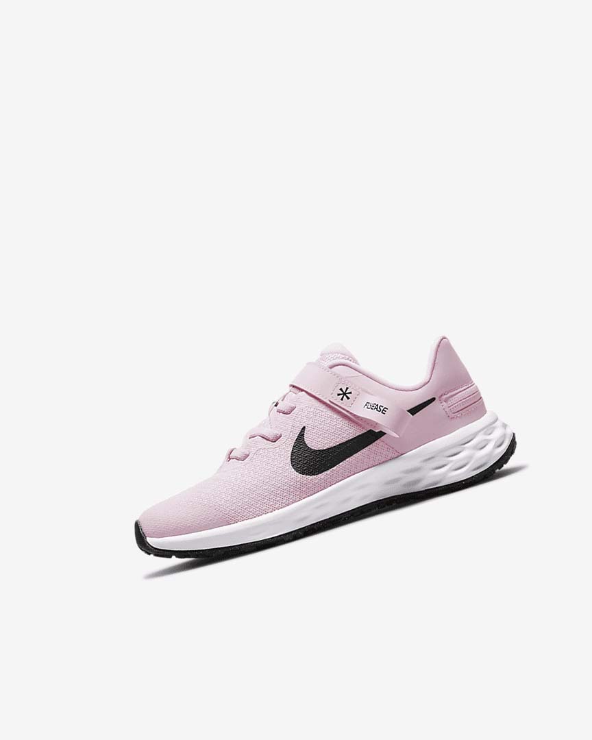 Pink / Black Girls\' Nike Revolution 6 FlyEase Shoes | UK3029