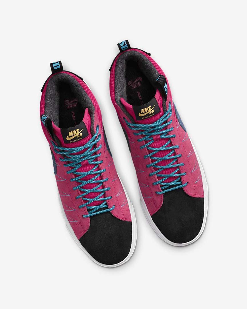 Pink / Blue / Deep Royal Blue Women's Nike SB Zoom Blazer Mid PRM Skate Shoes | UK5513