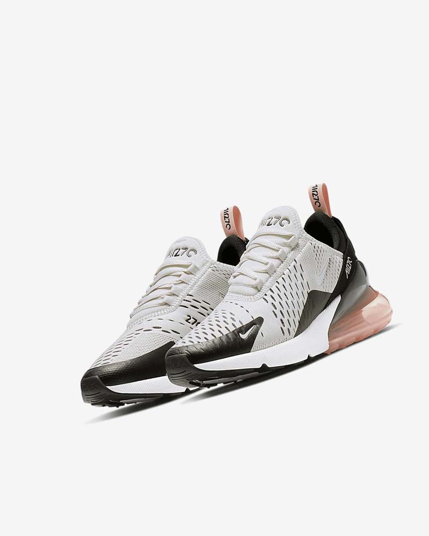 Platinum / Black / Coral / White Girls' Nike Air Max 270 Casual Shoes | UK2222