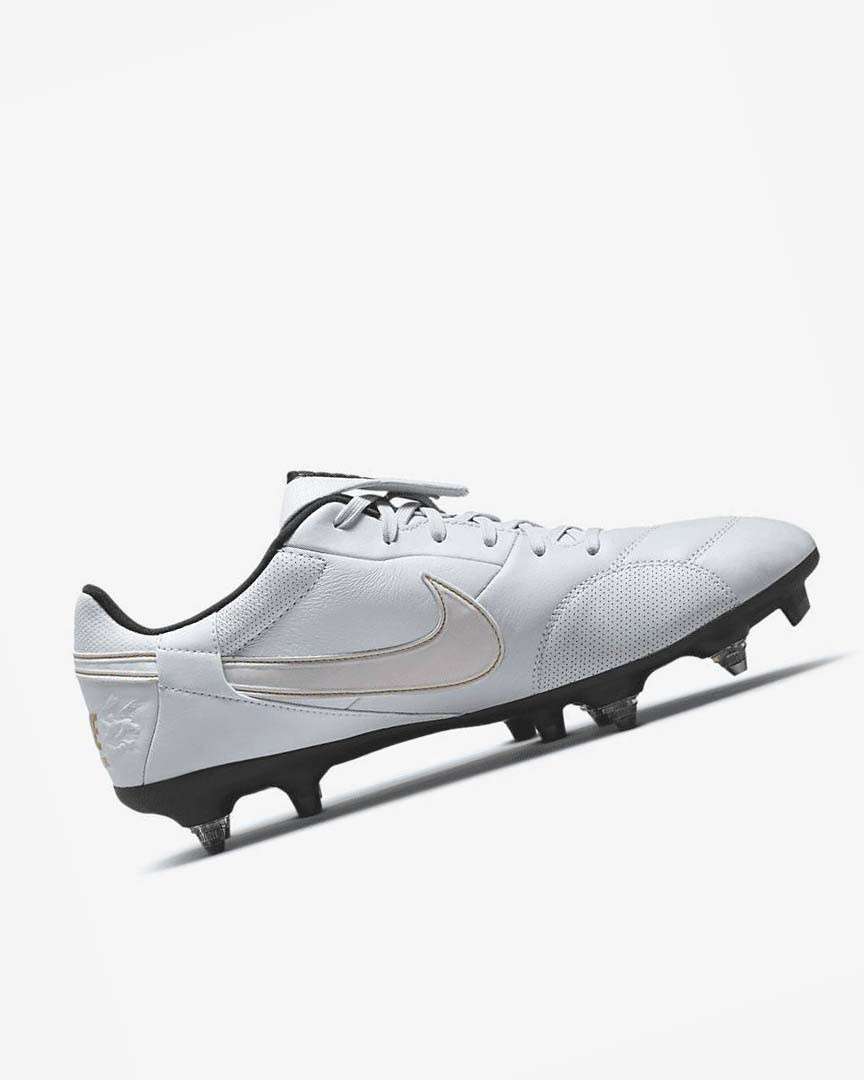 Platinum / Black / Metal Gold / White Men's Nike The Premier 3 SG-PRO Anti-Clog Traction Football Boots | UK5311