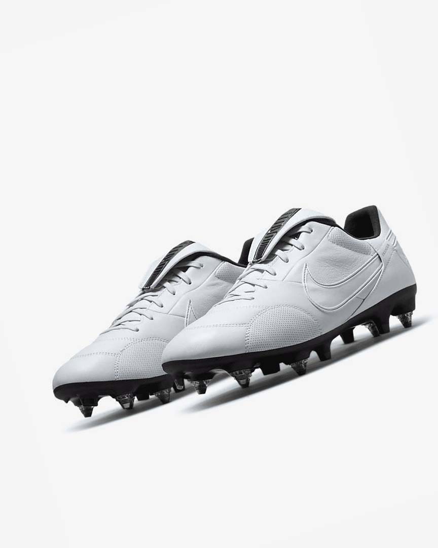 Platinum / Black / Metal Gold / White Men's Nike The Premier 3 SG-PRO Anti-Clog Traction Football Boots | UK5311