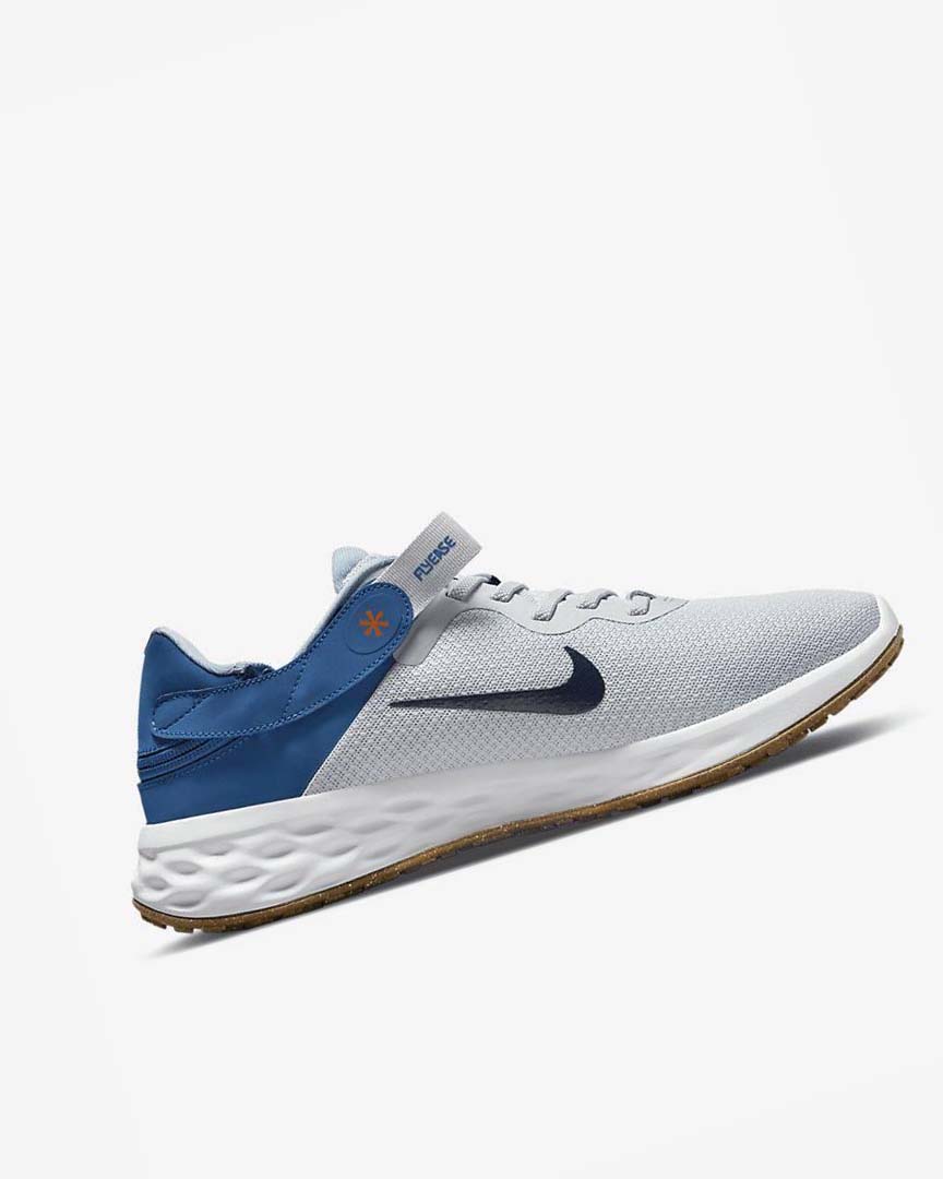 Platinum / Dark Blue / Blue / Blue Men's Nike Revolution 6 FlyEase Next Nature Running Shoes | UK1104