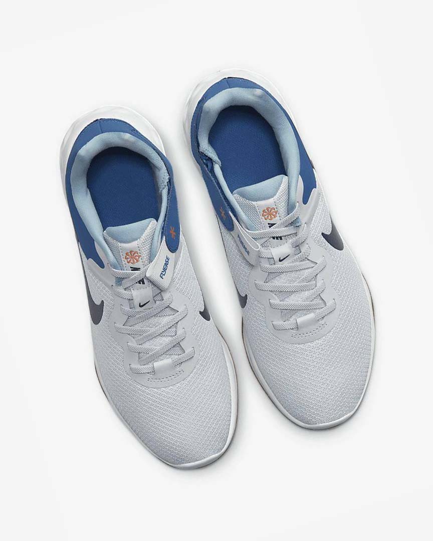 Platinum / Dark Blue / Blue / Blue Men's Nike Revolution 6 FlyEase Next Nature Running Shoes | UK1104