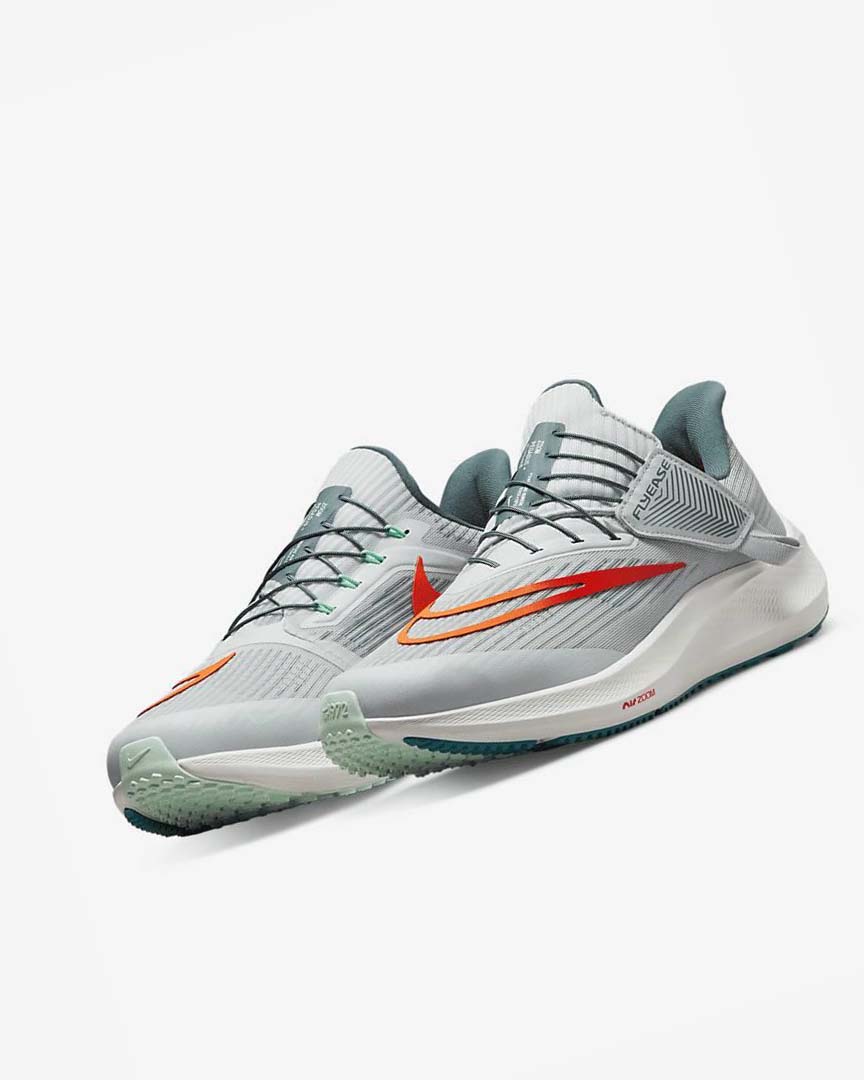 Platinum / Orange Men's Nike Air Zoom Pegasus 39 FlyEase Running Shoes | UK2508