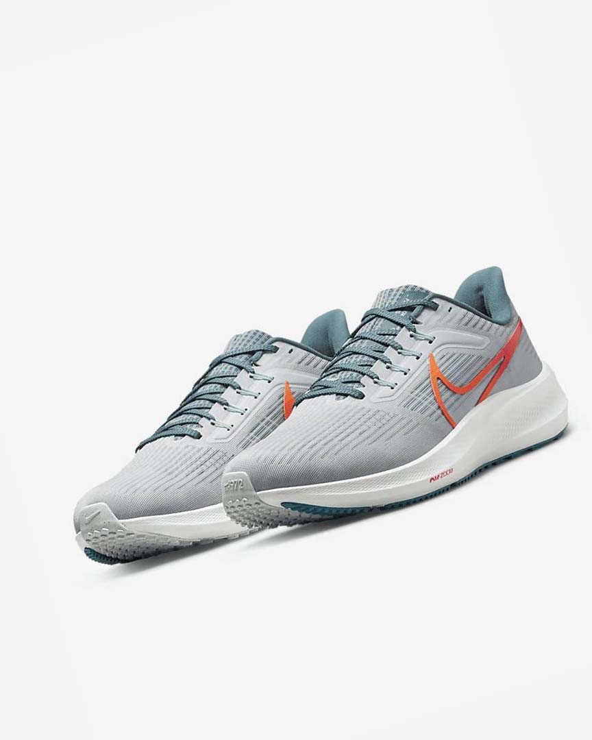 Platinum / Orange Men's Nike Air Zoom Pegasus 39 Running Shoes | UK4853