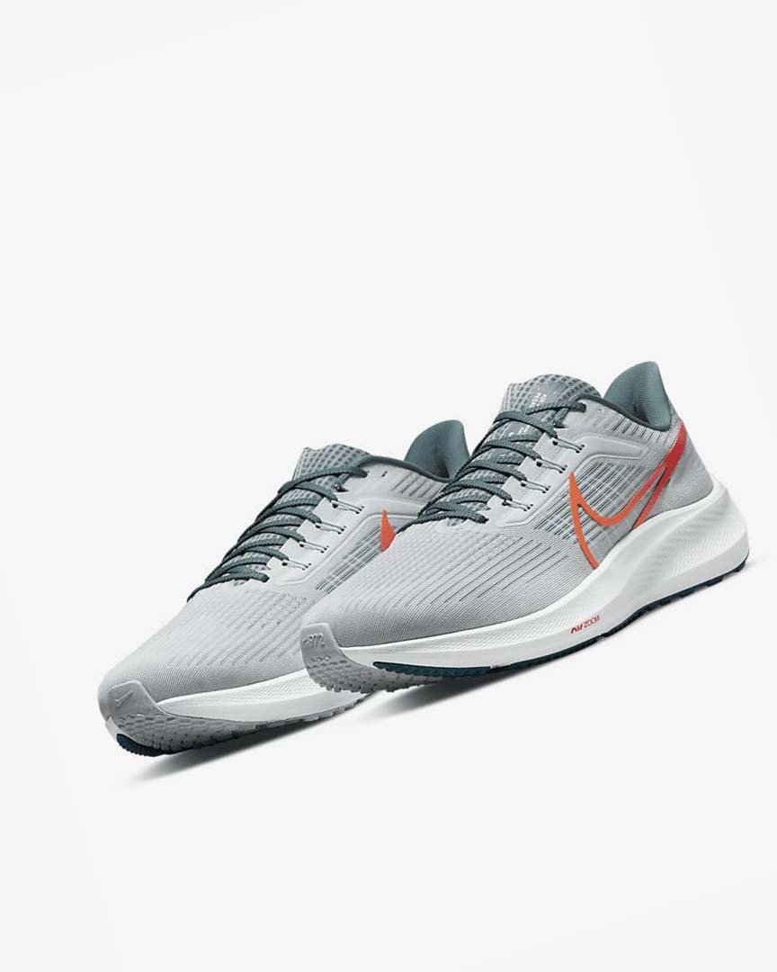 Platinum / Orange Men's Nike Air Zoom Pegasus 39 Running Shoes | UK5214