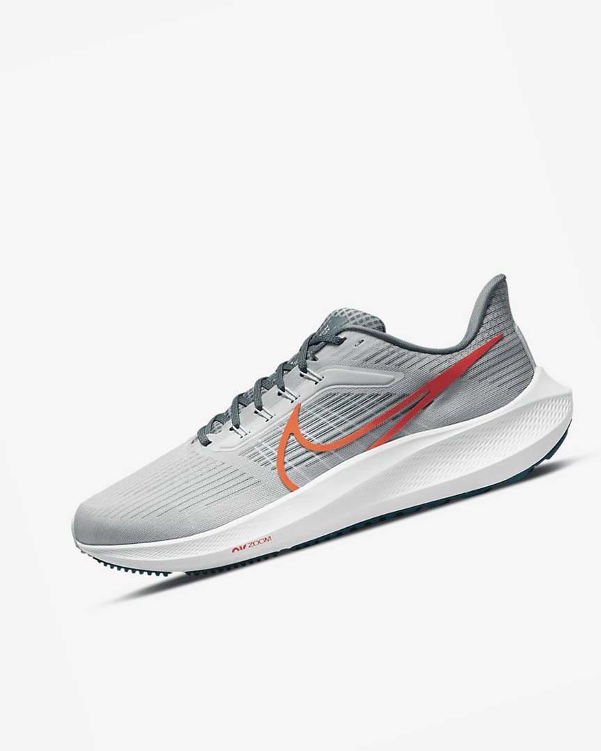 Platinum / Orange Men\'s Nike Air Zoom Pegasus 39 Running Shoes | UK5214