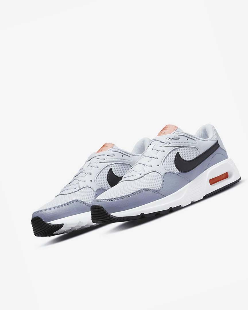 Platinum / White / Black Men's Nike Air Max SC Sneakers | UK4701