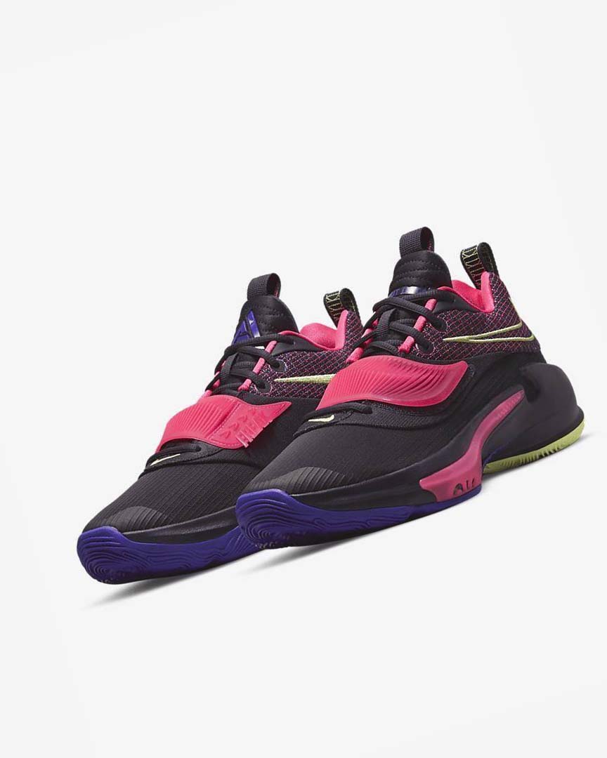 Purple / Pink / Light Lemon Men's Nike Zoom Freak 3 Basketball Shoes | UK2811