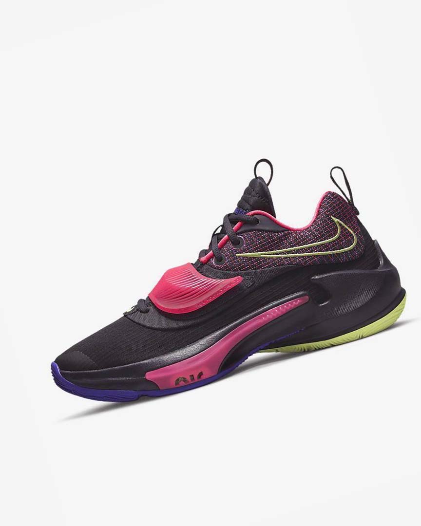 Purple / Pink / Light Lemon Men\'s Nike Zoom Freak 3 Basketball Shoes | UK2811