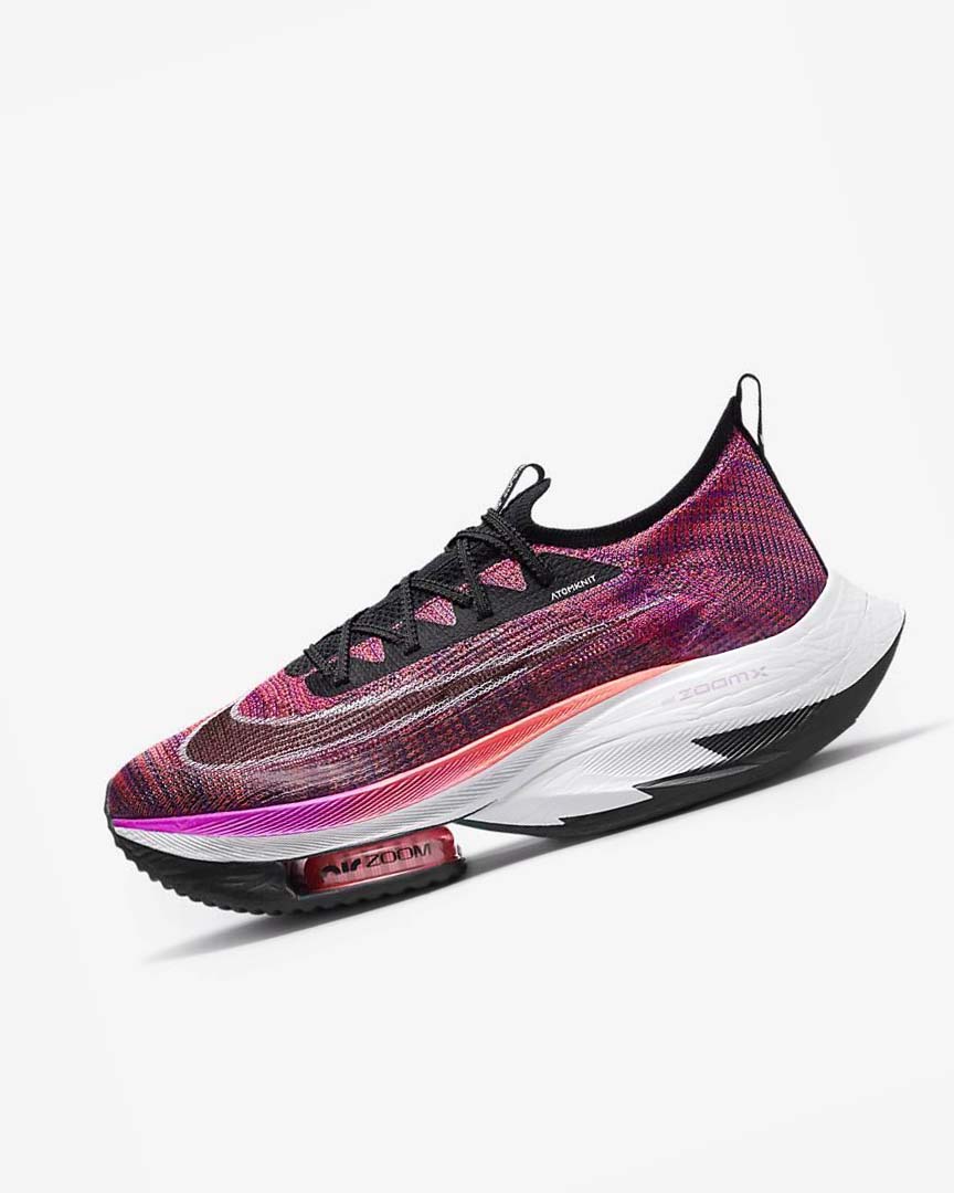 Purple / Red / Black / Black Men\'s Nike Air Zoom Alphafly NEXT% Flyknit Running Shoes | UK4604