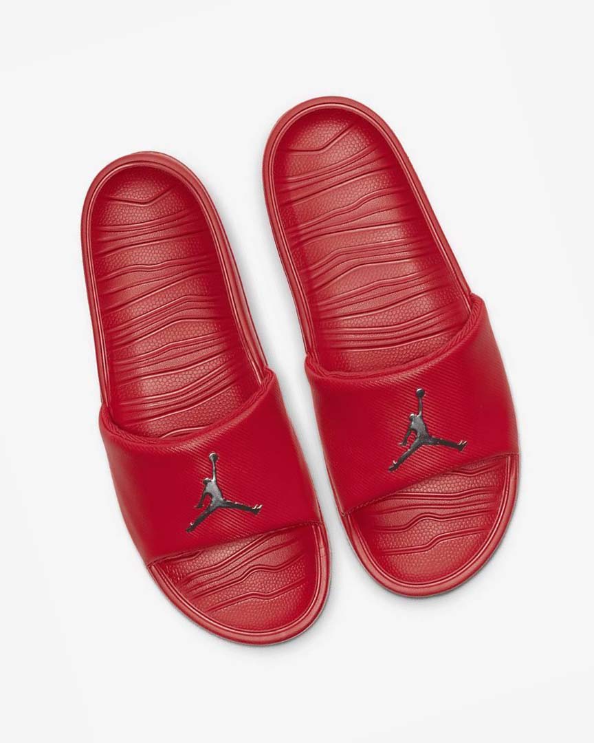 Red / Metal Silver Men's Nike Jordan Break Slides | UK3232