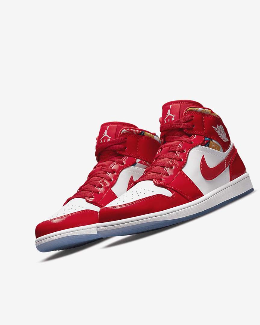 Red / Navy / White Men's Nike Air Jordan 1 Mid SE Sneakers | UK4893