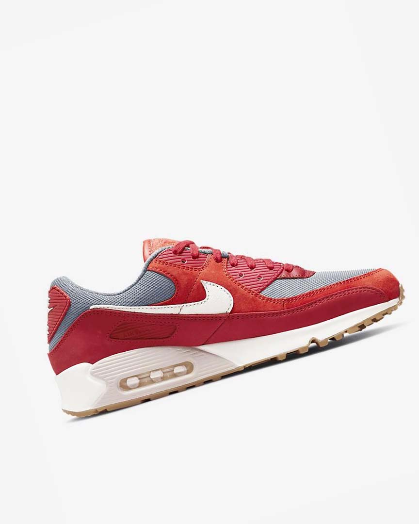 Red / Red / Grey / White Men's Nike Air Max 90 Premium Casual Shoes | UK2321