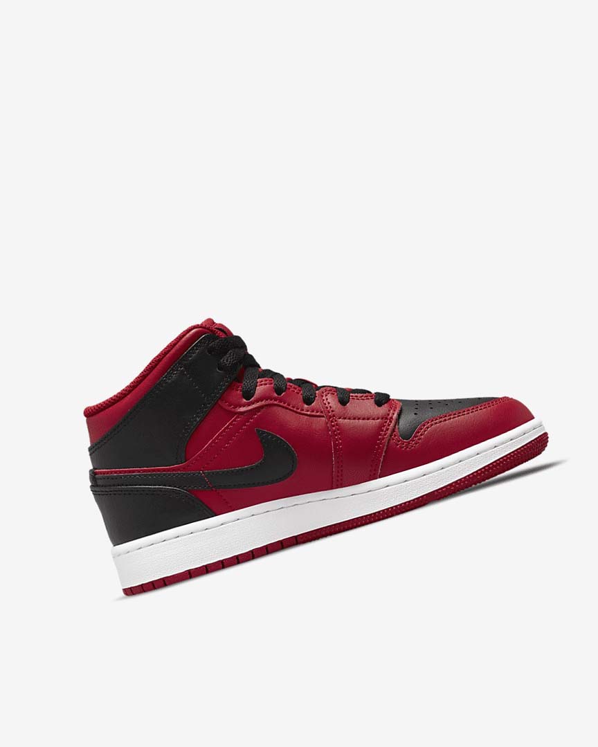 Red / White / Black Boys' Nike Air Jordan 1 Mid Sneakers | UK4817