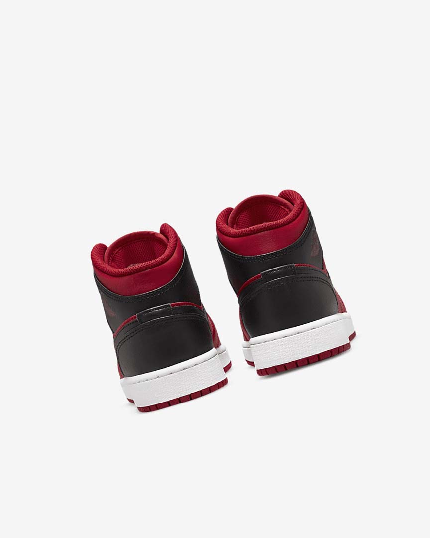 Red / White / Black Boys' Nike Air Jordan 1 Mid Sneakers | UK4817