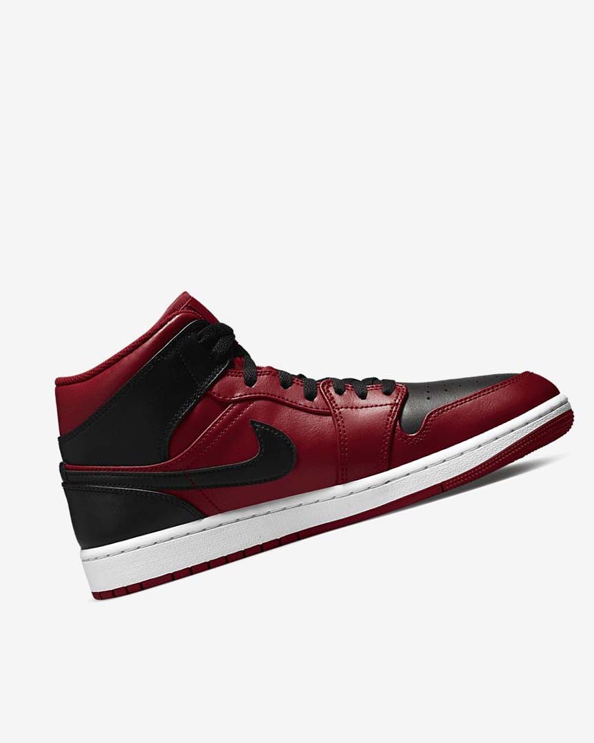 Red / White / Black Men's Nike Air Jordan 1 Mid Sneakers | UK3248