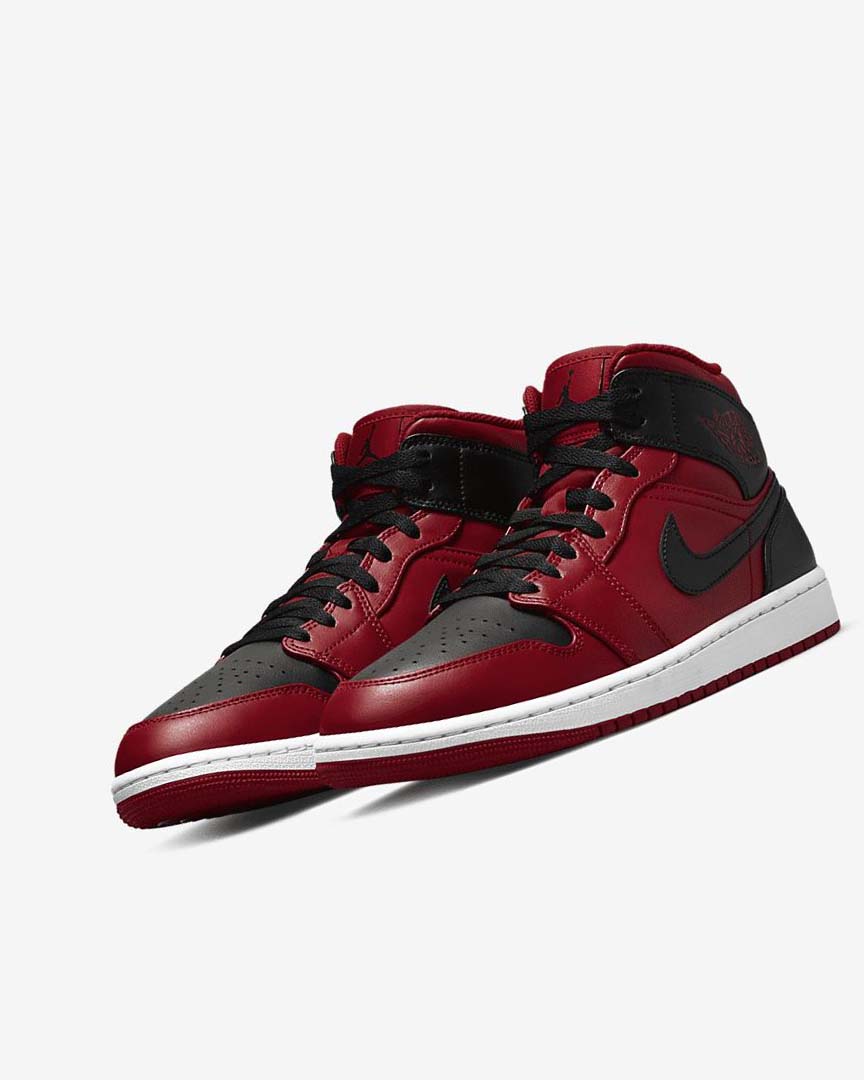 Red / White / Black Men's Nike Air Jordan 1 Mid Sneakers | UK3248