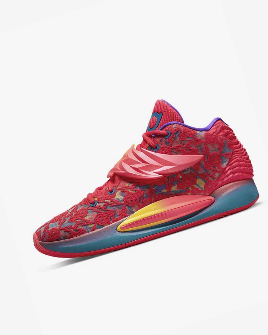 Red / Yellow / Purple / Green Men\'s Nike KD14 Basketball Shoes | UK2720