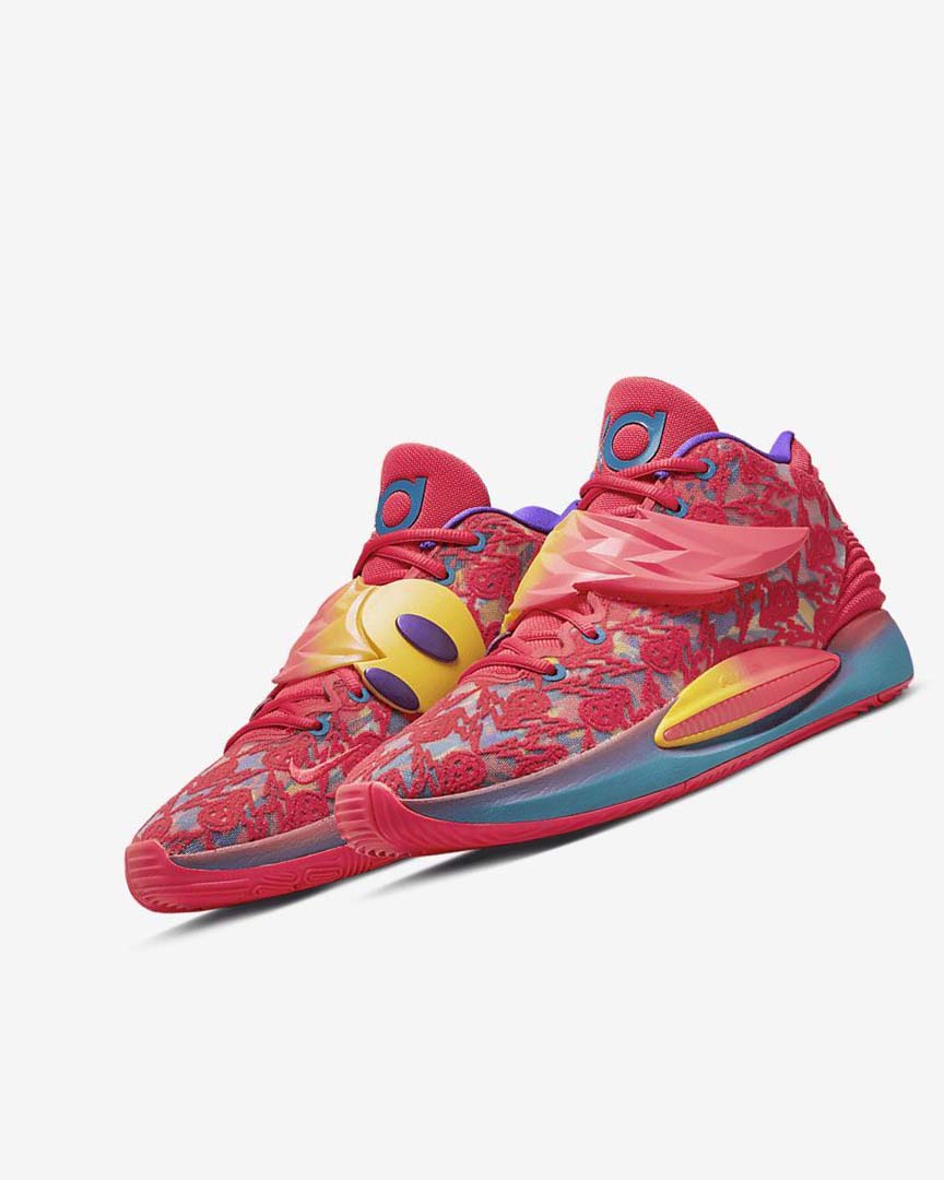 Red / Yellow / Purple / Green Women's Nike KD14 Basketball Shoes | UK2556