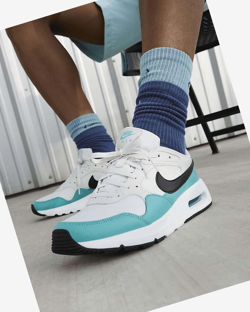 Turquoise / White / Black Men's Nike Air Max SC Sneakers | UK5185