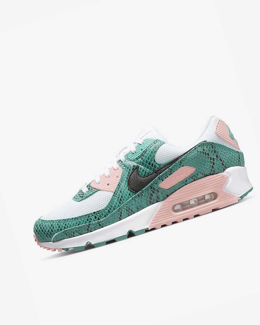 Turquoise / White / Coral / Black Men\'s Nike Air Max 90 Casual Shoes | UK4976