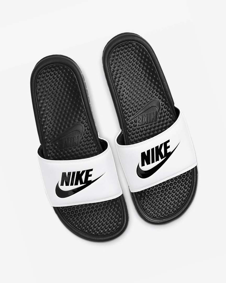 White / Black / Black Men's Nike Benassi JDI Slides | UK1184