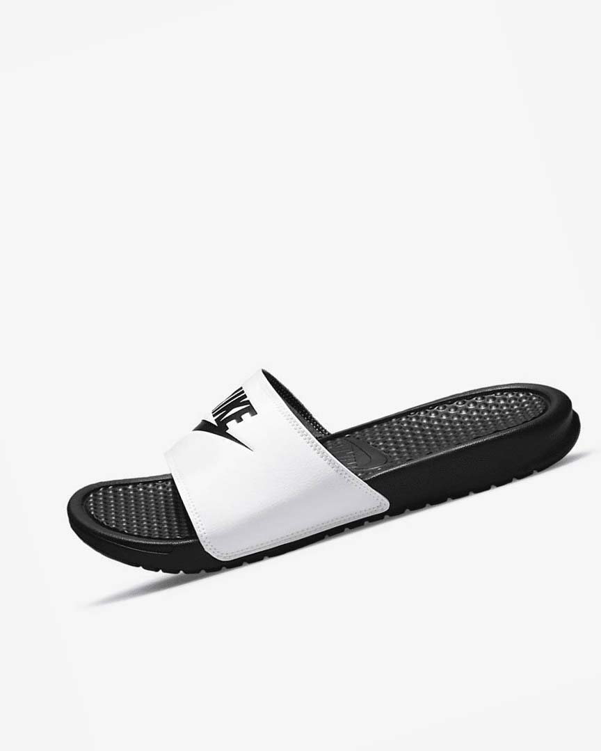 White / Black / Black Men\'s Nike Benassi JDI Slides | UK1184