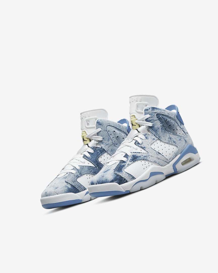 White / Black / Blue Boys' Nike Air Jordan 6 Retro Shoes | UK5253