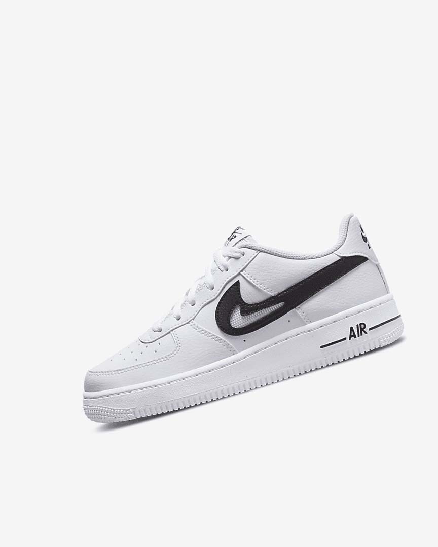 White / Black Boys\' Nike Air Force 1 Sneakers | UK4532