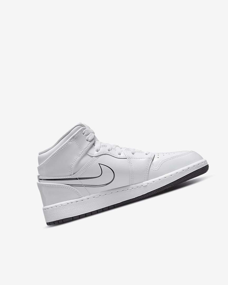 White / Black Boys' Nike Air Jordan 1 Mid Sneakers | UK1170