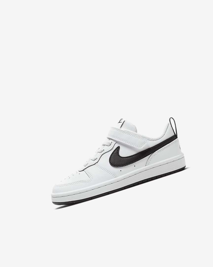 White / Black Boys\' Nike Court Borough Low 2 Shoes | UK3096