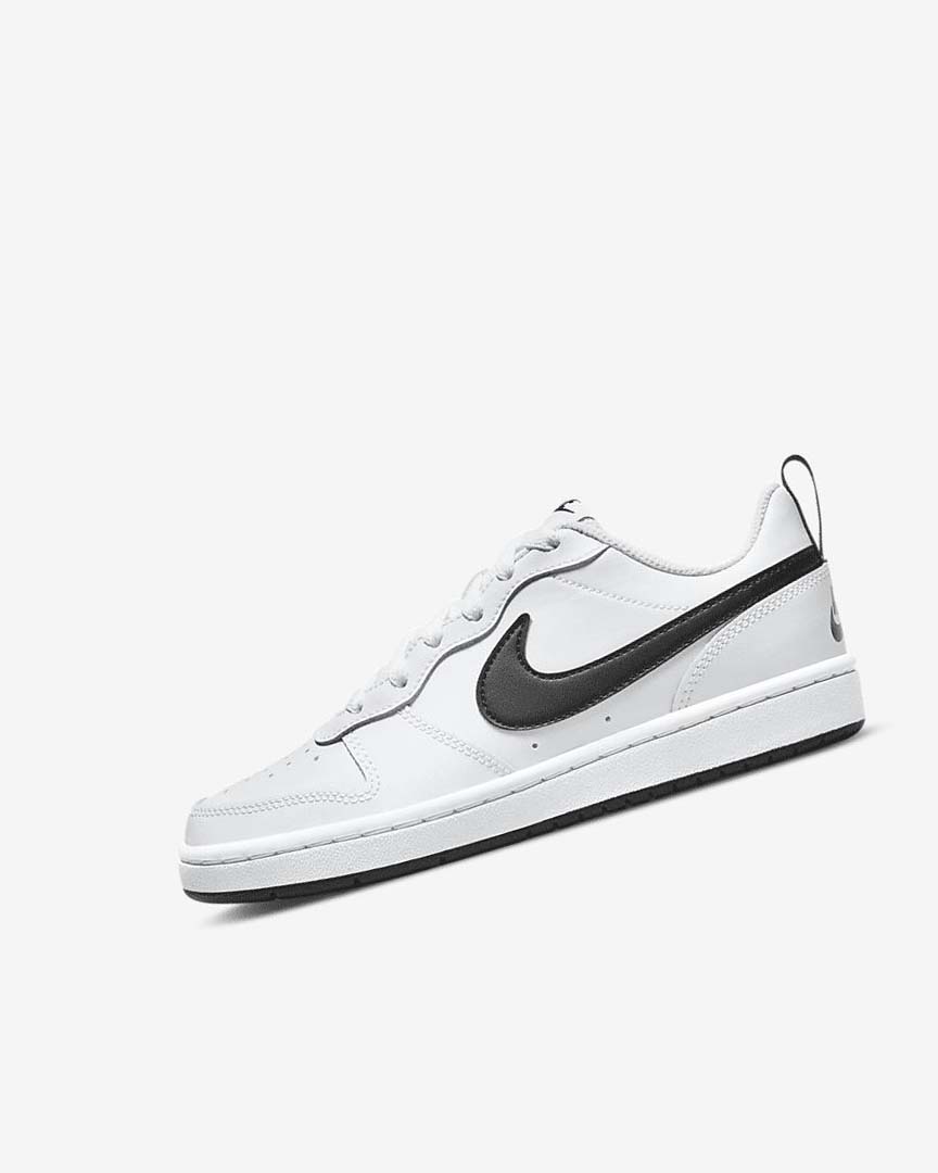 White / Black Boys\' Nike Court Borough Low 2 Shoes | UK4633