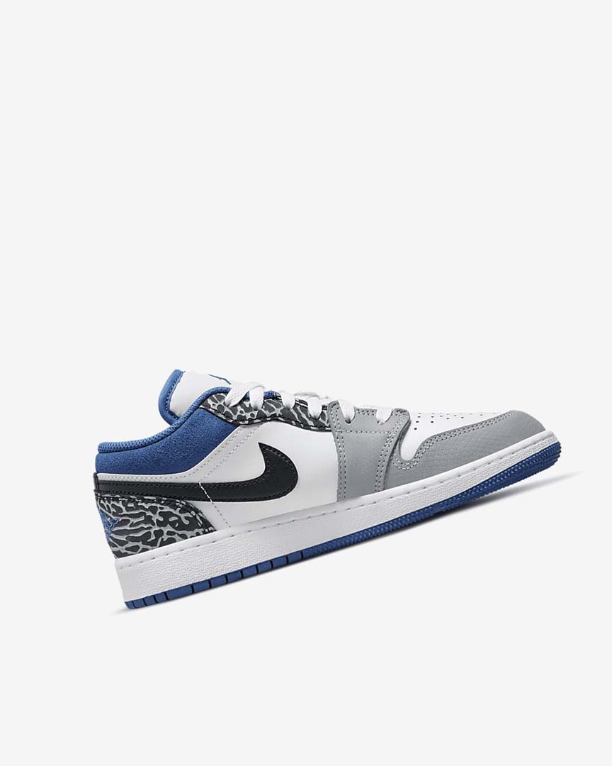 White / Black / Grey / Dark Blue Boys' Nike Air Jordan 1 Low SE Sneakers | UK1162