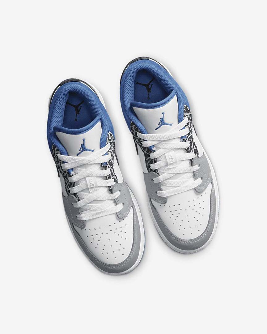 White / Black / Grey / Dark Blue Boys' Nike Air Jordan 1 Low SE Sneakers | UK1162