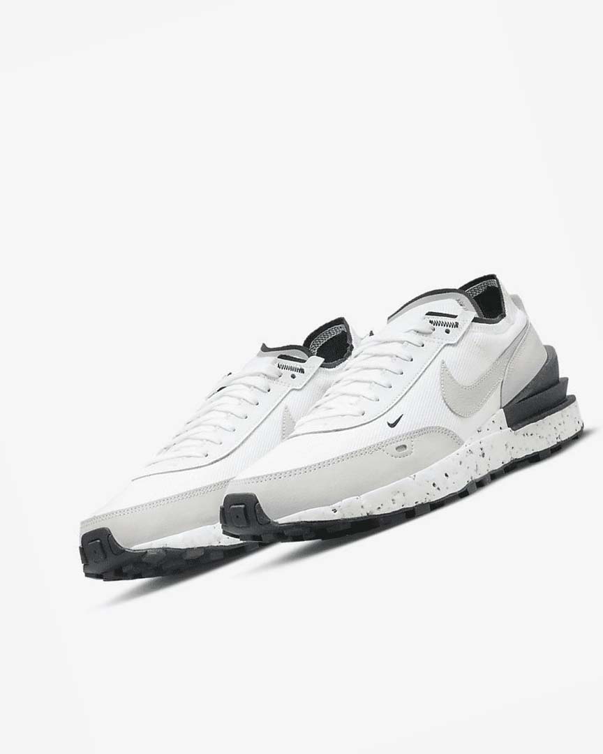 White / Black / Light Beige Men's Nike Waffle One Crater Sneakers | UK3194