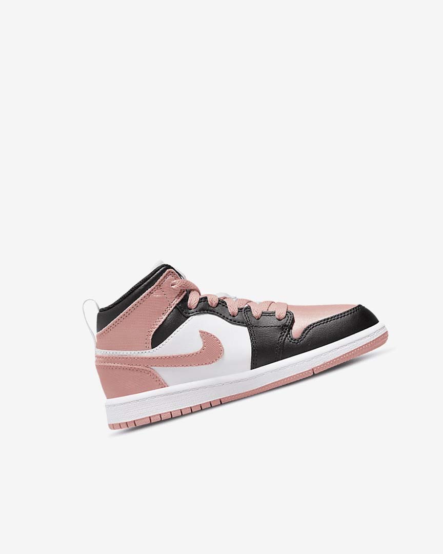 White / Black / Light Girls' Nike Jordan 1 Mid Shoes | UK2272