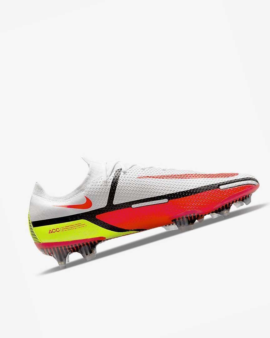 White / Black / Light Red Men's Nike Phantom GT2 Elite FG Football Boots | UK4929